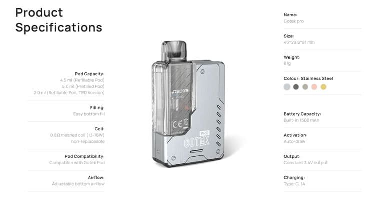 ASPIRE GOTEK PRO VAPE KIT