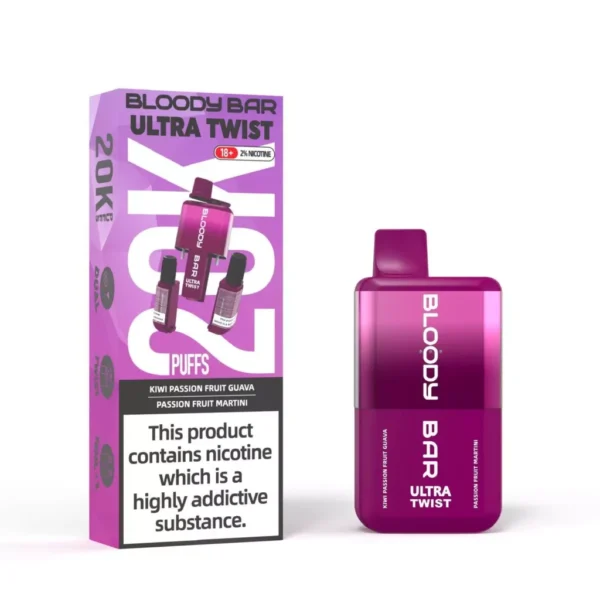 Bloody Bar Ultra-Twist 20K Disposable Vape Kit Kiwi Passion Fruit Guava